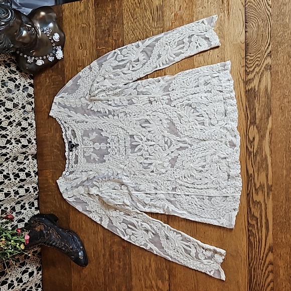 Buffalo David Bitton Tops - Buffalo David Bitton See Through Crochet Lace Mesh Top